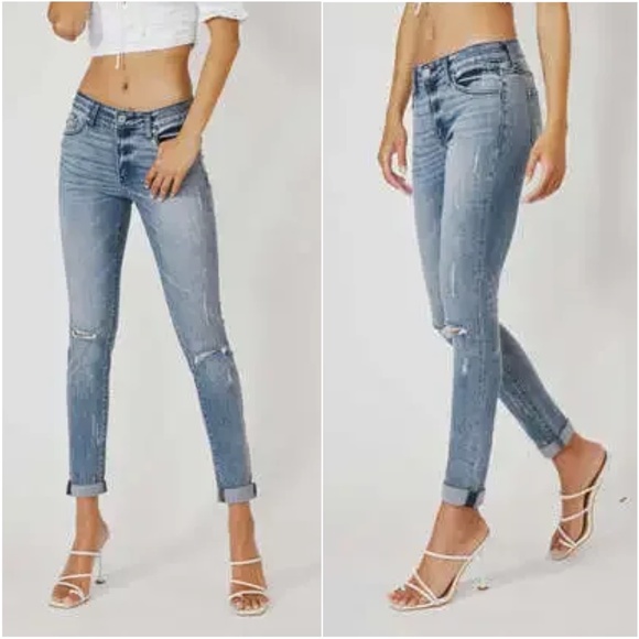Kancan Classic Skinny Distressed Denim Jeans - Picture 1 of 8